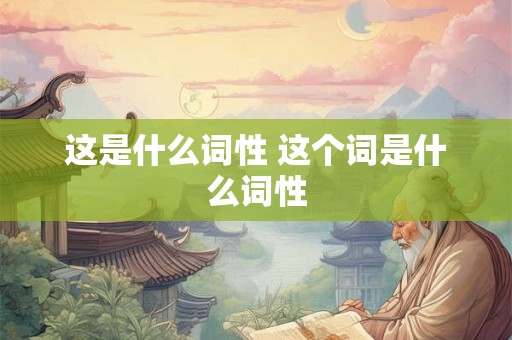 这是什么词性 这个词是什么词性