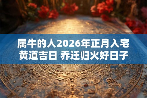 属牛的人2026年正月入宅黄道吉日 乔迁归火好日子