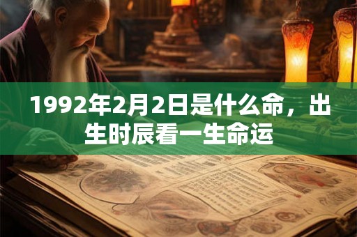 1992年2月2日是什么命，出生时辰看一生命运