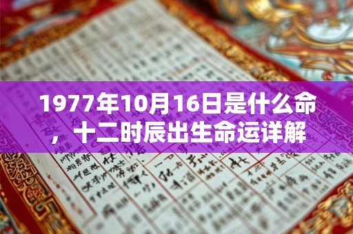 1977年10月16日是什么命，十二时辰出生命运详解