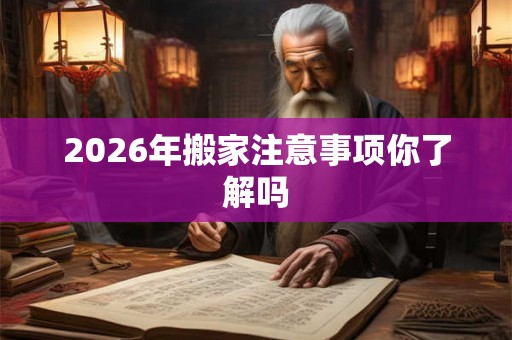 2026年搬家注意事项你了解吗