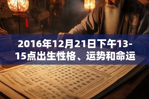 2016年12月21日下午13-15点出生性格、运势和命运