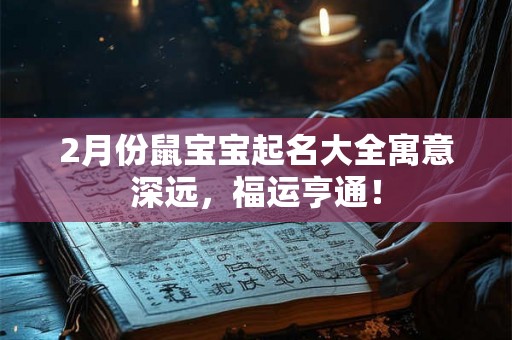 2月份鼠宝宝起名大全寓意深远，福运亨通！