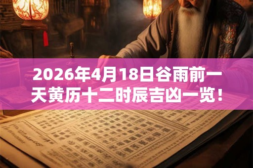 2026年4月18日谷雨前一天黄历十二时辰吉凶一览! 2026年4月18日谷雨前一天黄历十二时辰吉凶一览!