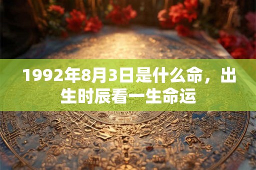 1992年8月3日是什么命，出生时辰看一生命运