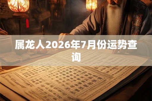 属龙人2026年7月份运势查询