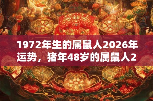 1972年生的属鼠人2026年运势，猪年48岁的属鼠人2026年财运如何？