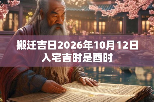 搬迁吉日2026年10月12日入宅吉时是酉时