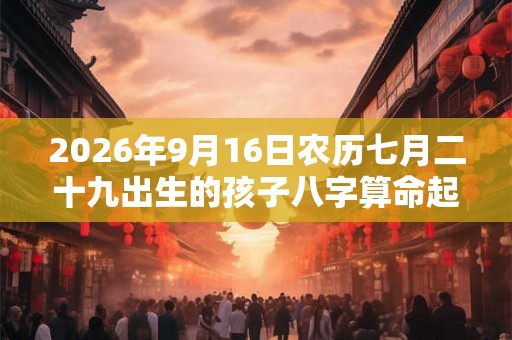2026年9月16日农历七月二十九出生的孩子八字算命起名字