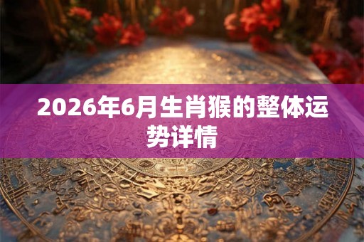 2026年6月生肖猴的整体运势详情