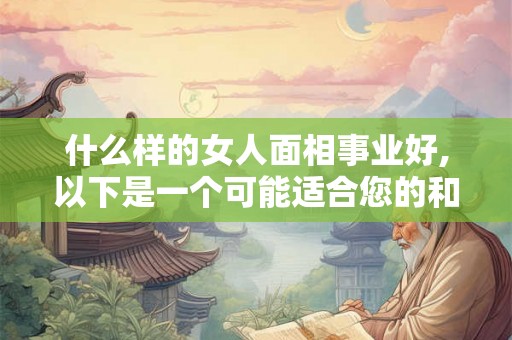 什么样的女人面相事业好,以下是一个可能适合您的和