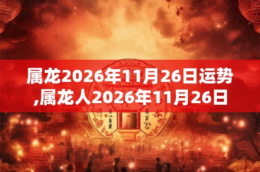属龙2026年11月26日运势,属龙人2026年11月26日财运,生肖龙2026年11月26日运势