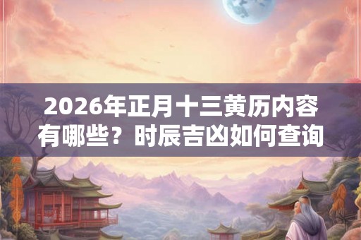 2026年正月十三黄历内容有哪些？时辰吉凶如何查询？