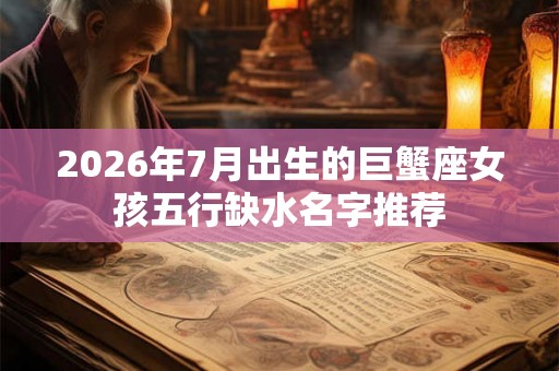 2026年7月出生的巨蟹座女孩五行缺水名字推荐