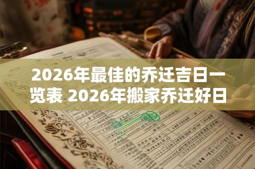 2026年最佳的乔迁吉日一览表 2026年搬家乔迁好日子