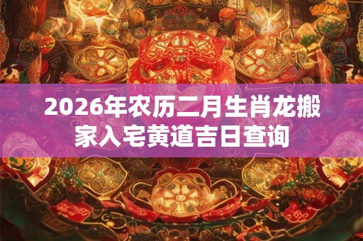 2026年农历二月生肖龙搬家入宅黄道吉日查询