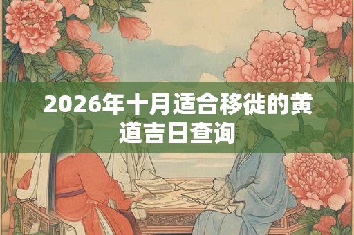 2026年十月适合移徙的黄道吉日查询