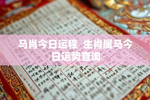 马肖今日运程  生肖属马今日运势查询