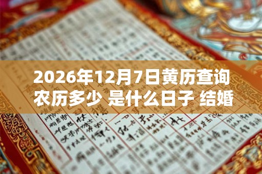 2026年12月7日黄历查询 农历多少 是什么日子 结婚吉时