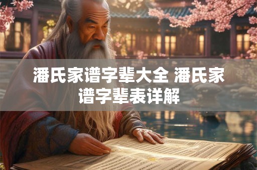 潘氏家谱字辈大全 潘氏家谱字辈表详解