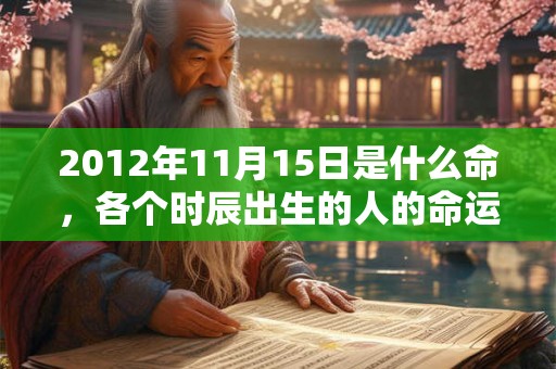 2012年11月15日是什么命，各个时辰出生的人的命运