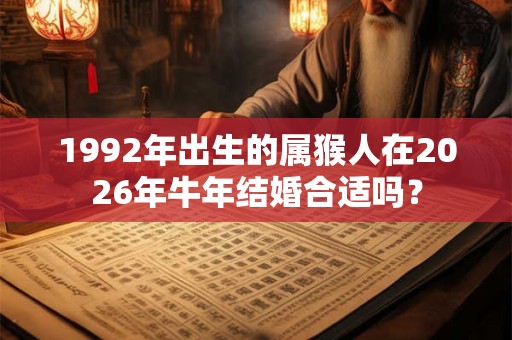 1992年出生的属猴人在2026年牛年结婚合适吗？