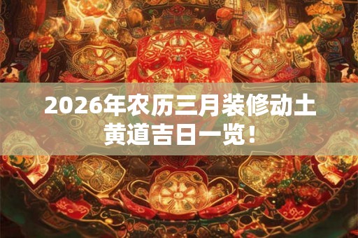 2026年农历三月装修动土黄道吉日一览！