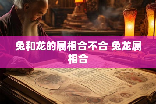 兔和龙的属相合不合 兔龙属相合