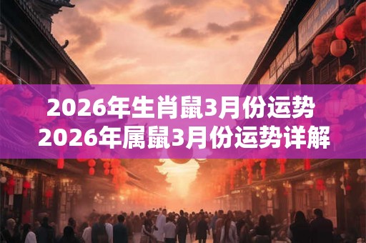 2026年生肖鼠3月份运势 2026年属鼠3月份运势详解 2026年生肖鼠3月份运势 2026年属鼠3月份运势详解