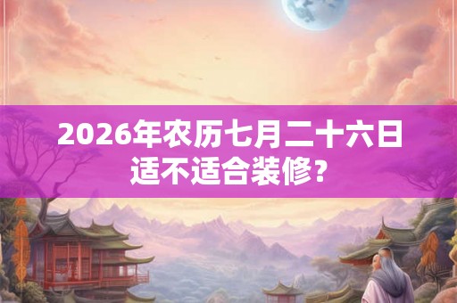 2026年农历七月二十六日适不适合装修？