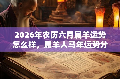 2026年农历六月属羊运势怎么样，属羊人马年运势分析