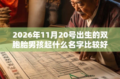 2026年11月20号出生的双胞胎男孩起什么名字比较好，五行属什么
