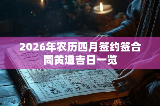 2026年农历四月签约签合同黄道吉日一览