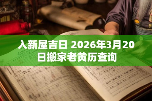 入新屋吉日 2026年3月20日搬家老黄历查询