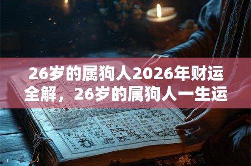 26岁的属狗人2026年财运全解，26岁的属狗人一生运势如何？