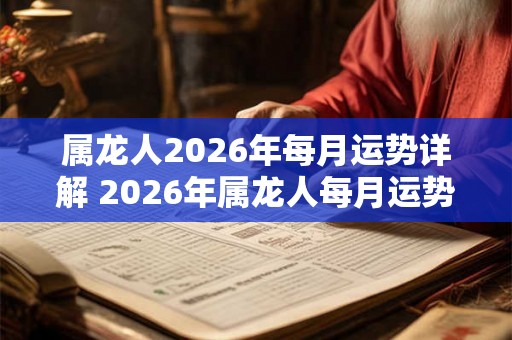 属龙人2026年每月运势详解 2026年属龙人每月运势如何 属龙人2026年每月运势详解 2026年属龙人每月运势如何