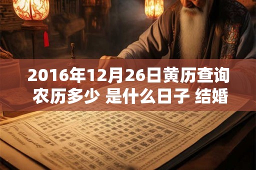 2016年12月26日黄历查询 农历多少 是什么日子 结婚吉时