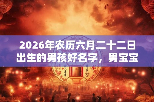 2026年农历六月二十二日出生的男孩好名字，男宝宝五行起名大全