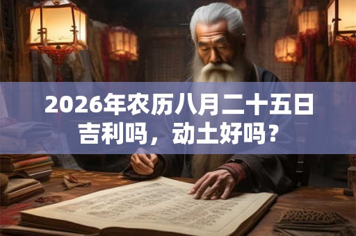 2026年农历八月二十五日吉利吗，动土好吗？