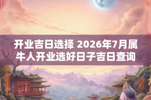开业吉日选择 2026年7月属牛人开业选好日子吉日查询