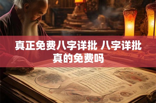真正免费八字详批 八字详批真的免费吗
