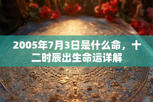 2005年7月3日是什么命，十二时辰出生命运详解
