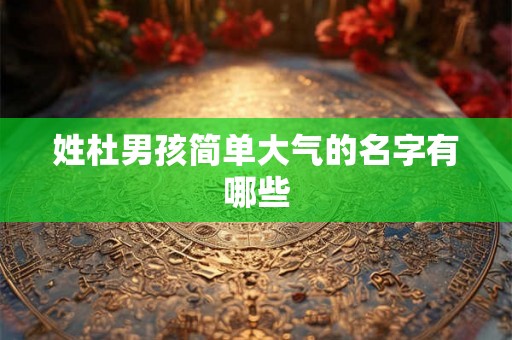 姓杜男孩简单大气的名字有哪些
