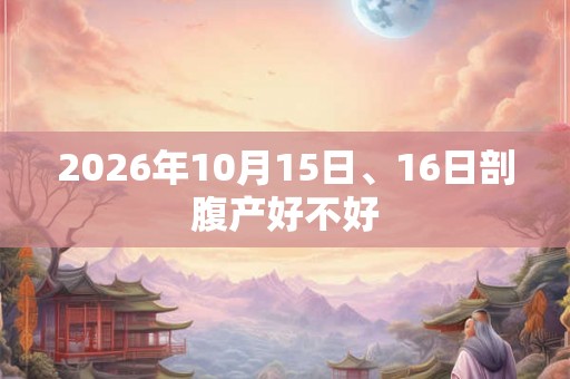 2026年10月15日、16日剖腹产好不好