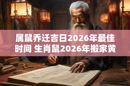 属鼠乔迁吉日2026年最佳时间 生肖鼠2026年搬家黄道吉日查询