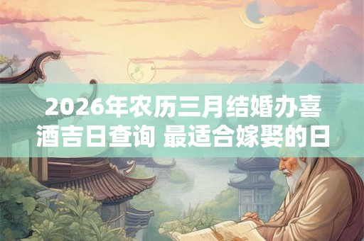 2026年农历三月结婚办喜酒吉日查询 最适合嫁娶的日子