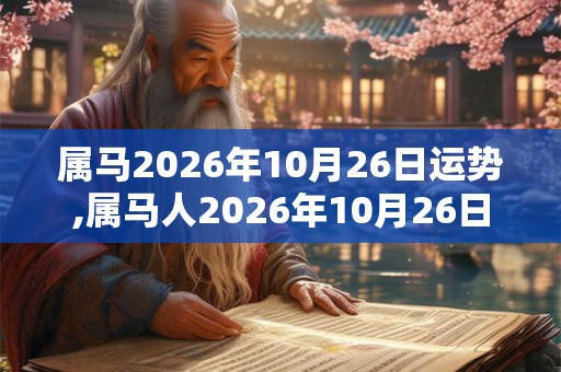 属马2026年10月26日运势,属马人2026年10月26日财运,生肖马2026年10月26日运势
