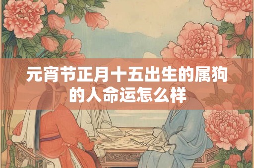 元宵节正月十五出生的属狗的人命运怎么样
