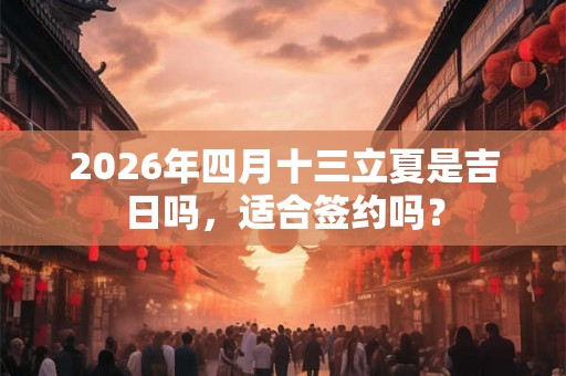 2026年四月十三立夏是吉日吗,适合签约吗? 2026年四月十三立夏是吉日吗,适合签约吗?