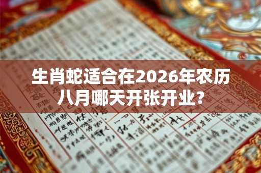 生肖蛇适合在2026年农历八月哪天开张开业？